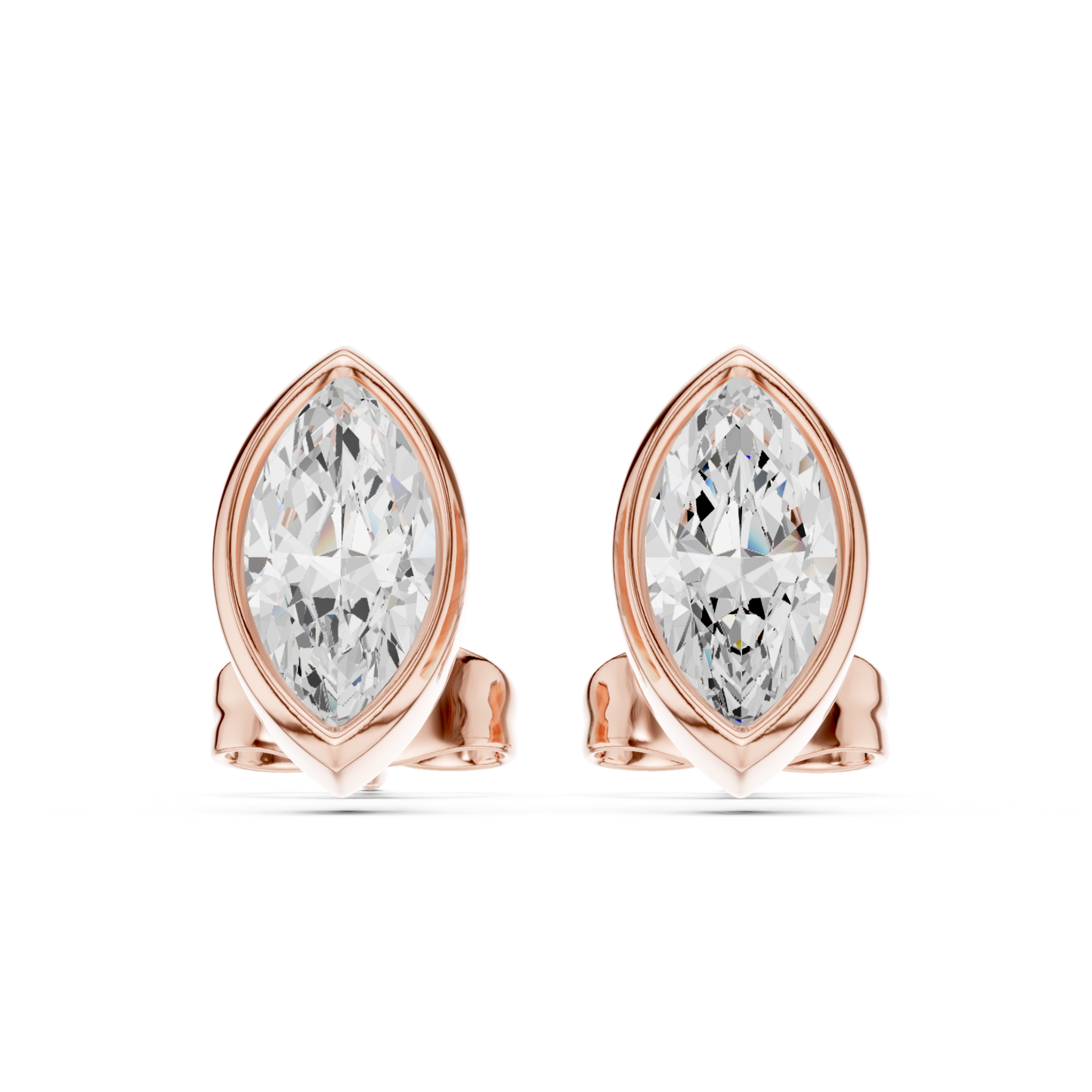 Marquise Cut Lab Grown Diamond Bezel Stud Earrings