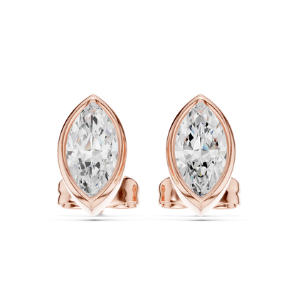 Marquise Cut Lab Grown Diamond Bezel Stud Earrings