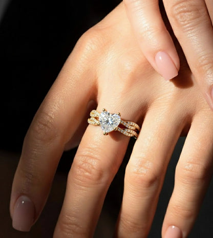 14 KT Solid White Gold Engagement Ring With Heart Cut Labgrown Diamond Perfect Gift For Valentine day