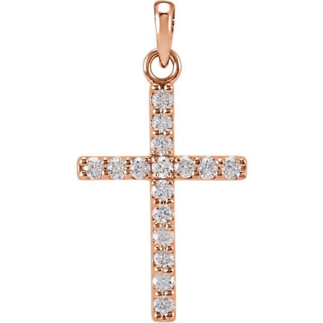 14K Yellow 1/8 CTW Lab-Grown Diamond Cross Pendant