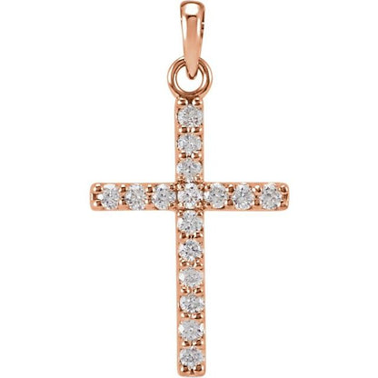 14K Yellow 1/8 CTW Lab-Grown Diamond Cross Pendant