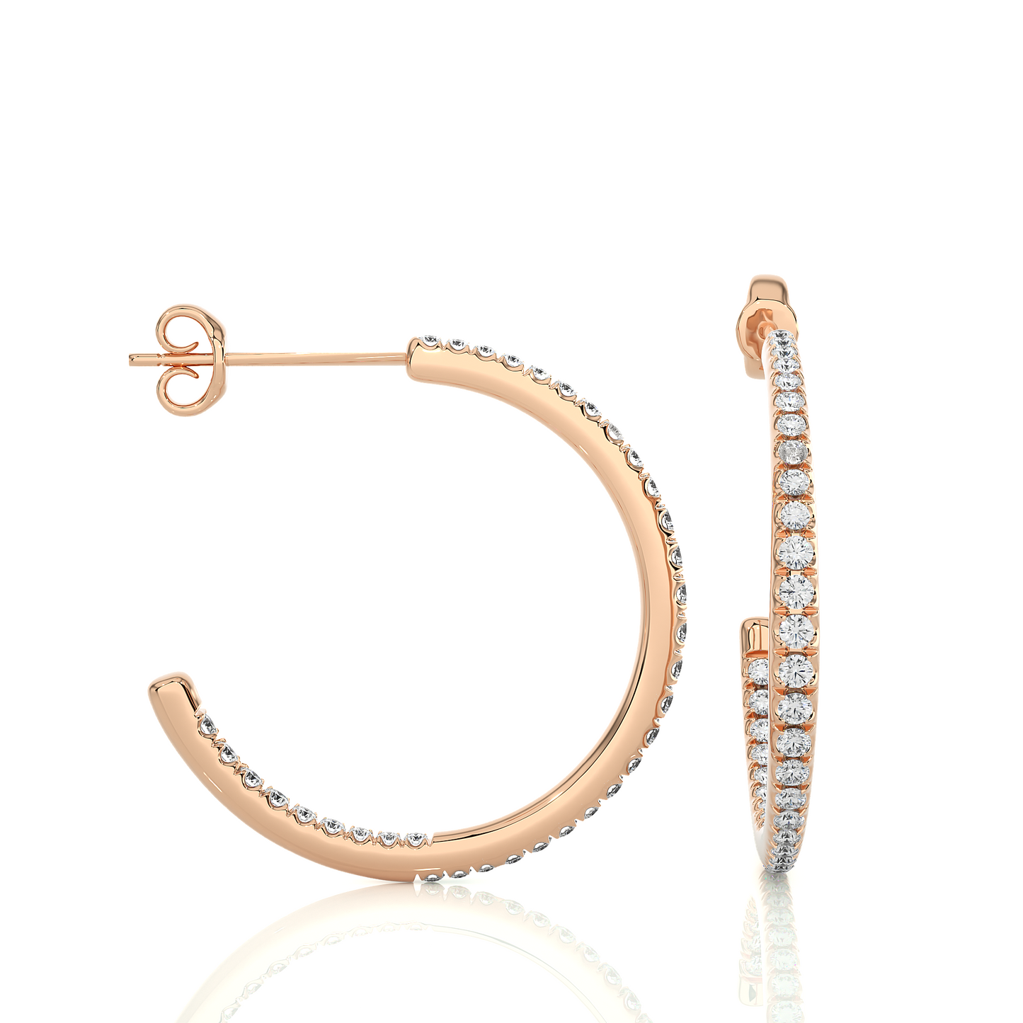 14K Gold Huggie Hoop  Diamond Earrings Classic And Comfortable Style Gift For Her - HIGHCARAT DIAMONDS