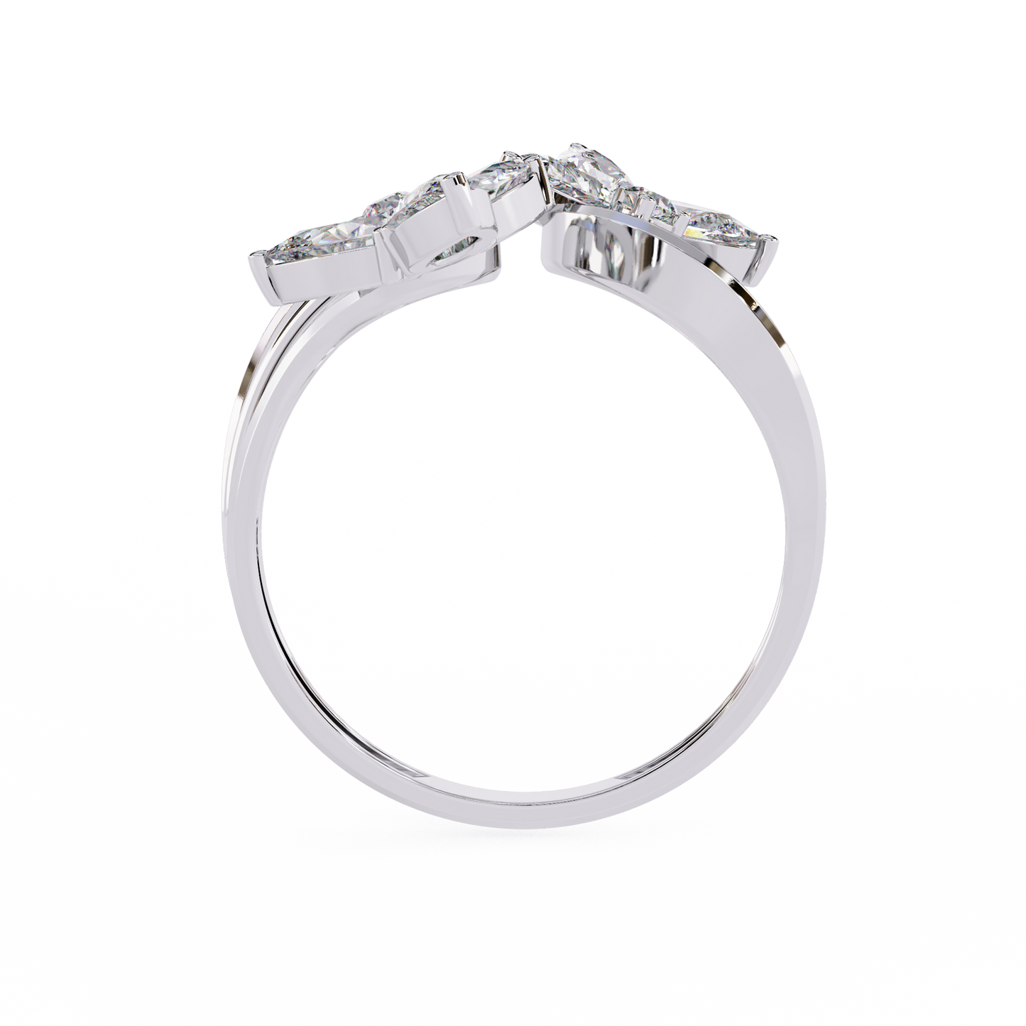 14k Yellow Gold Pear And Round Shape Elegant Antique Bypass Shank Vintage Natural Diamond Ring - HIGHCARAT DIAMONDS