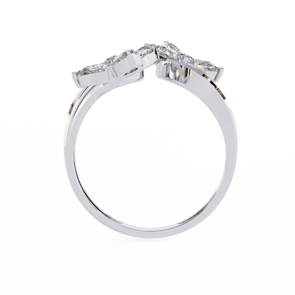 14k Yellow Gold Pear And Round Shape Elegant Antique Bypass Shank Vintage Natural Diamond Ring - HIGHCARAT DIAMONDS