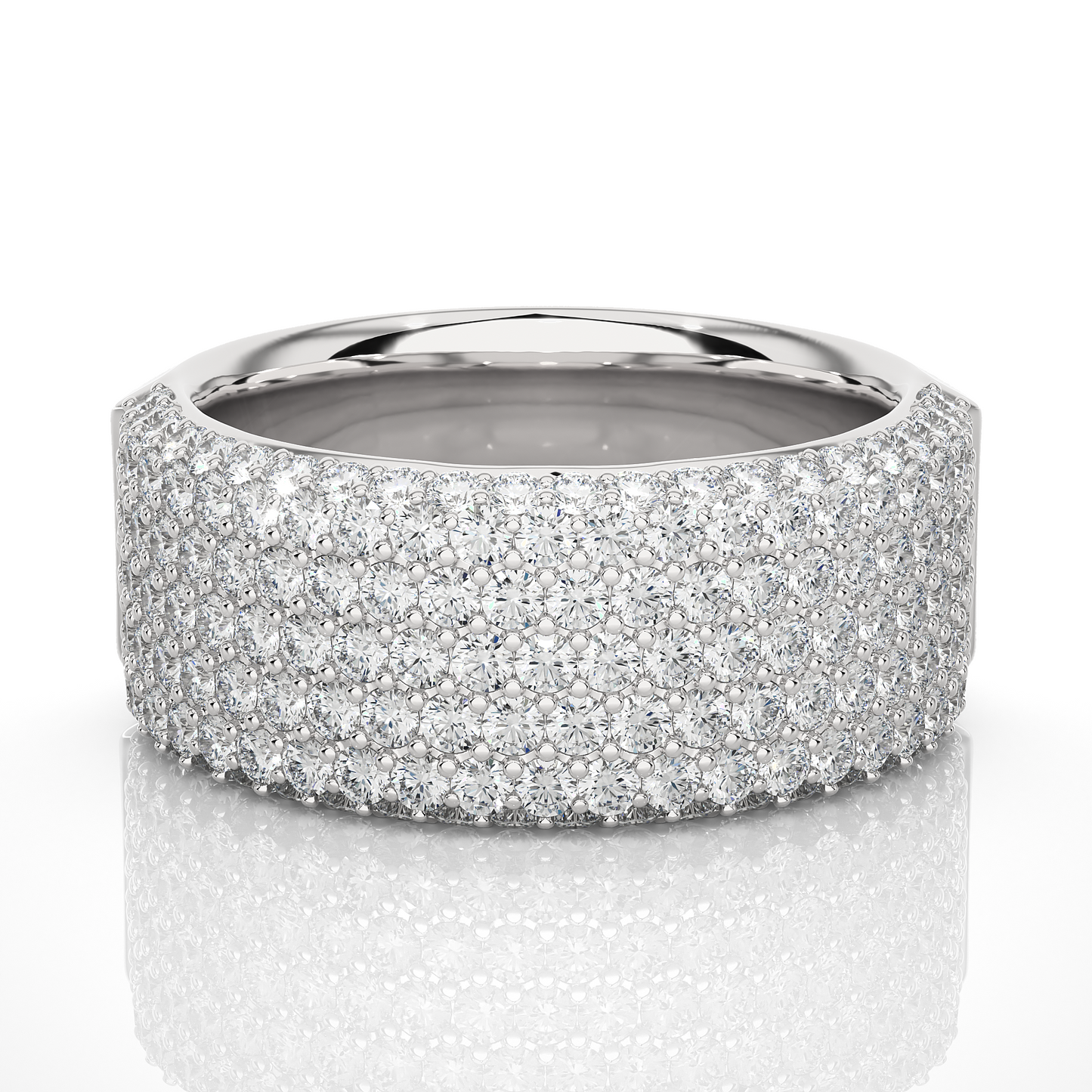 14K Gold Round Cut Diamond 5-Row Pave Gold Eternity Band Ring For Women's - HIGHCARAT DIAMONDS