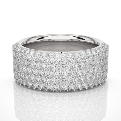 14K Gold Round Cut Diamond 5-Row Pave Gold Eternity Band Ring For Women's - HIGHCARAT DIAMONDS