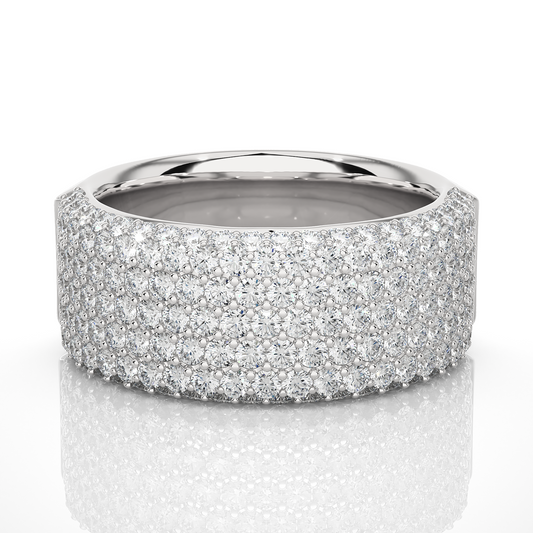 14K Gold Round Cut Diamond 5-Row Pave Gold Eternity Band Ring For Women's - HIGHCARAT DIAMONDS