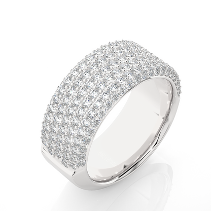 14K Gold Round Cut Diamond 5-Row Pave Gold Eternity Band Ring For Women's - HIGHCARAT DIAMONDS