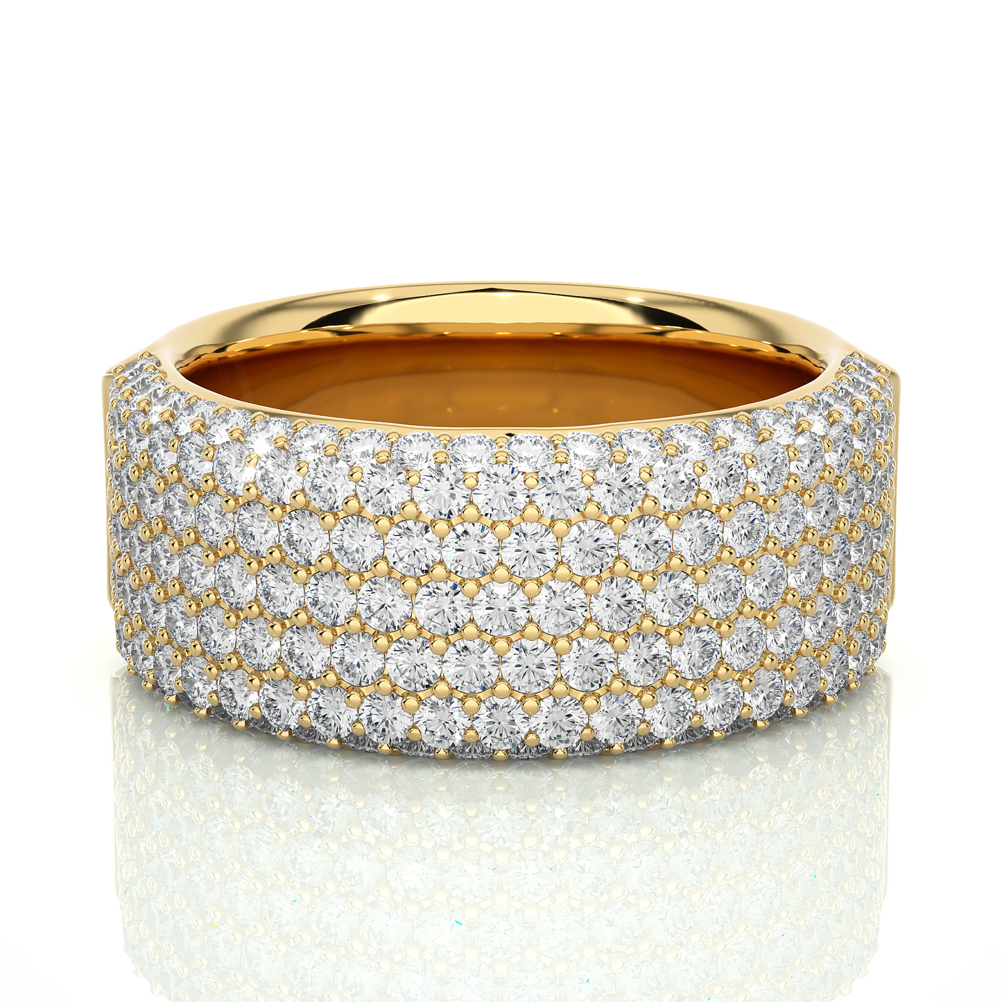 14K Gold Round Cut Diamond 5-Row Pave Gold Eternity Band Ring For Women's - HIGHCARAT DIAMONDS