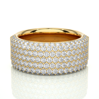 14K Gold Round Cut Diamond 5-Row Pave Gold Eternity Band Ring For Women's - HIGHCARAT DIAMONDS