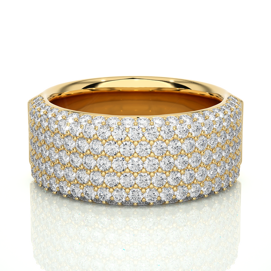 14K Gold Round Cut Diamond 5-Row Pave Gold Eternity Band Ring For Women's - HIGHCARAT DIAMONDS