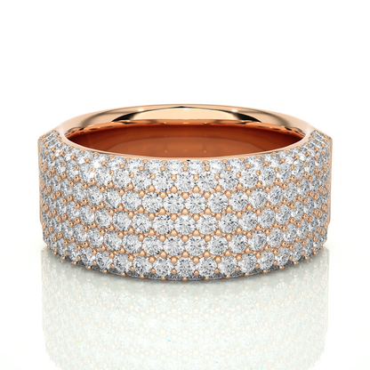14K Gold Round Cut Diamond 5-Row Pave Gold Eternity Band Ring For Women's - HIGHCARAT DIAMONDS