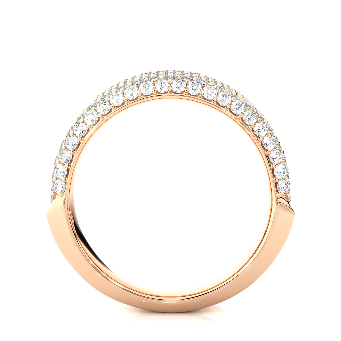 14K Gold Round Cut Diamond 5-Row Pave Gold Eternity Band Ring For Women's - HIGHCARAT DIAMONDS