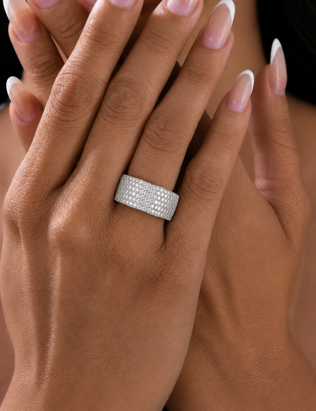 14K Gold Round Cut Diamond 5-Row Pave Gold Eternity Band Ring For Women's - HIGHCARAT DIAMONDS