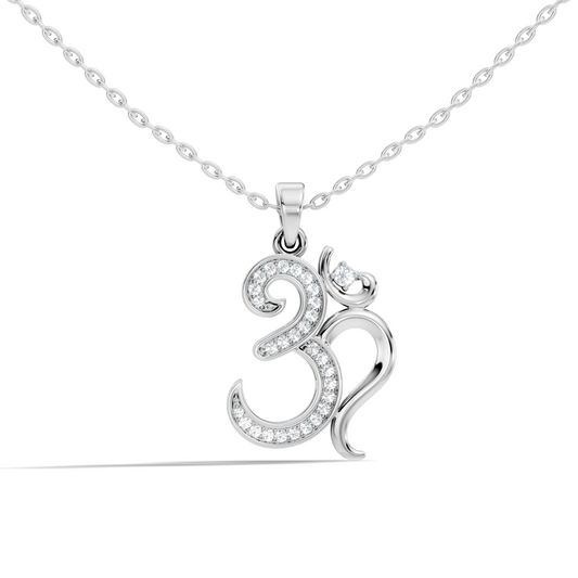 14K Gold Round Cut Diamond Om Pendant for Unisex Spiritual Jewelry