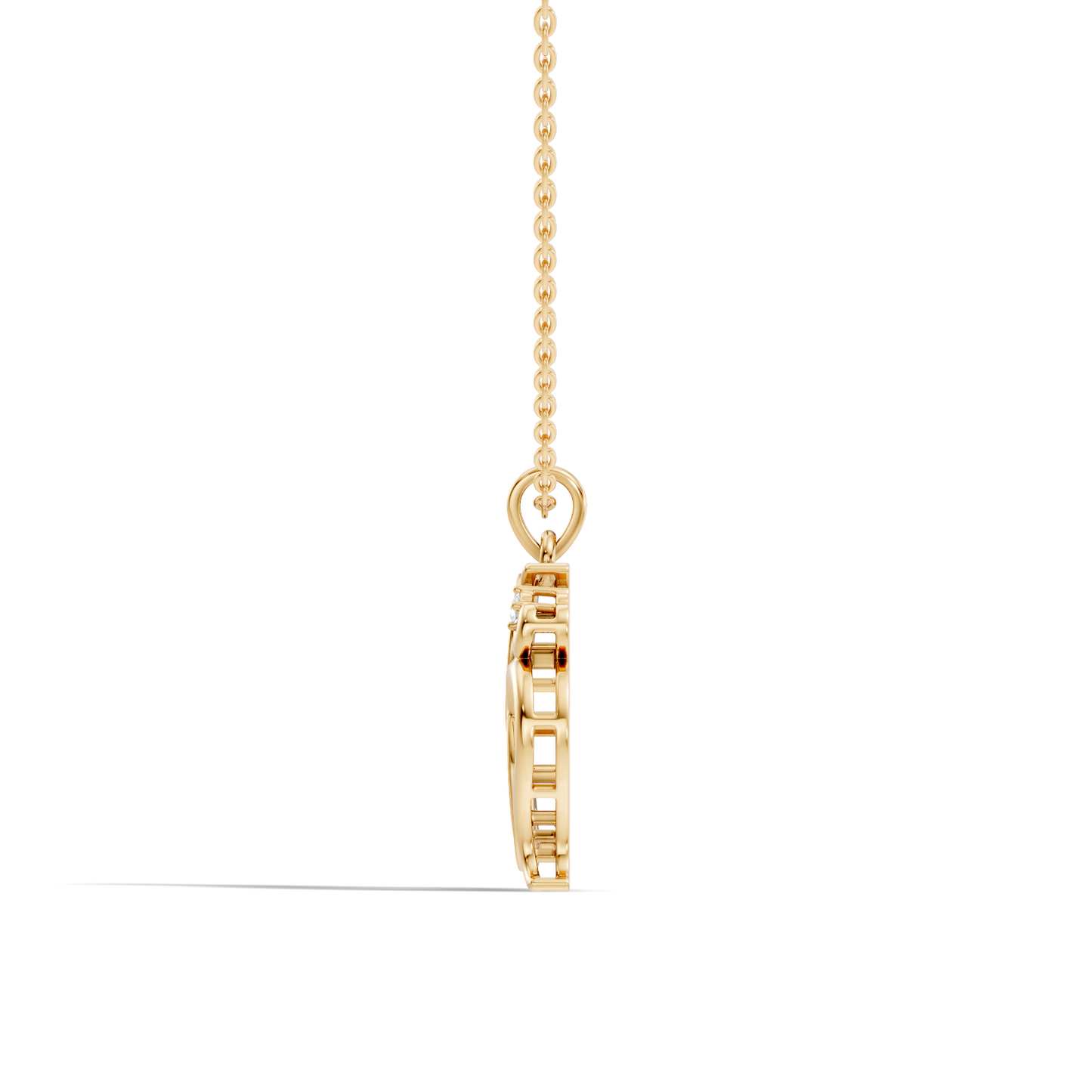 14K Gold Round Cut Diamond Om Pendant for Unisex Spiritual Jewelry