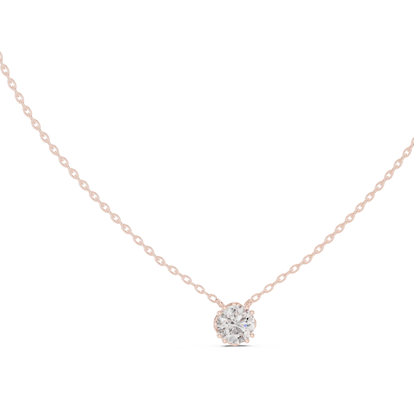 14K Gold Round Cut Labgrown Diamond Pendant Simple & Elegant Jewelry Gift For Her - HIGHCARAT DIAMONDS