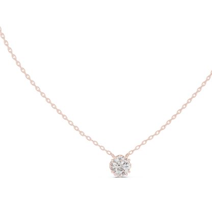 14K Gold Round Cut Labgrown Diamond Pendant Simple & Elegant Jewelry Gift For Her - HIGHCARAT DIAMONDS