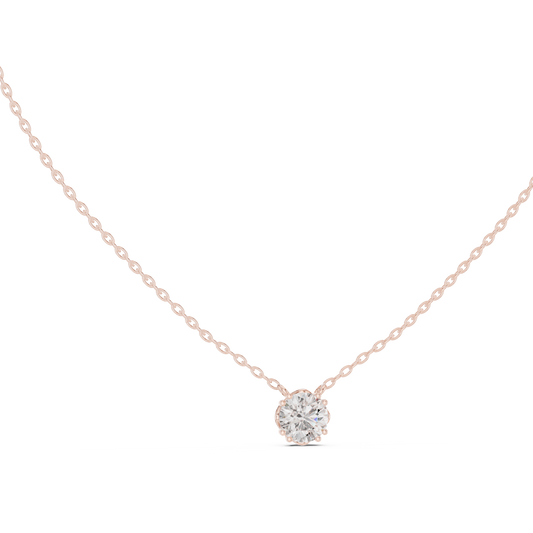 14K Gold Round Cut Labgrown Diamond Pendant Simple & Elegant Jewelry Gift For Her - HIGHCARAT DIAMONDS