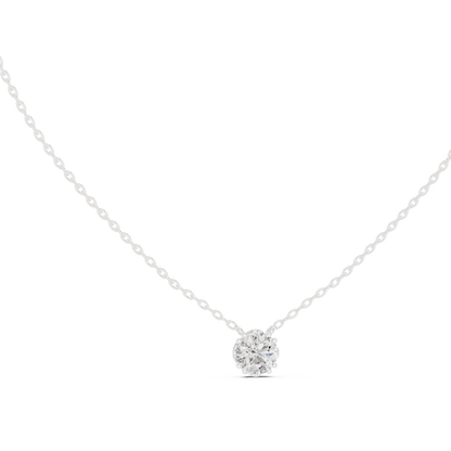 14K Gold Round Cut Labgrown Diamond Pendant Simple & Elegant Jewelry Gift For Her - HIGHCARAT DIAMONDS