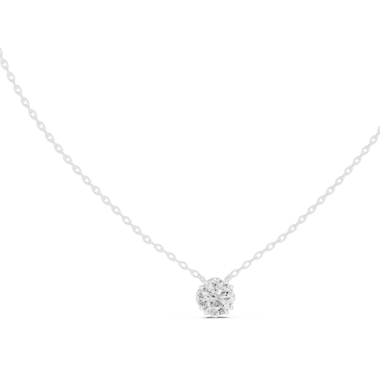 14K Gold Round Cut Labgrown Diamond Pendant Simple & Elegant Jewelry Gift For Her - HIGHCARAT DIAMONDS