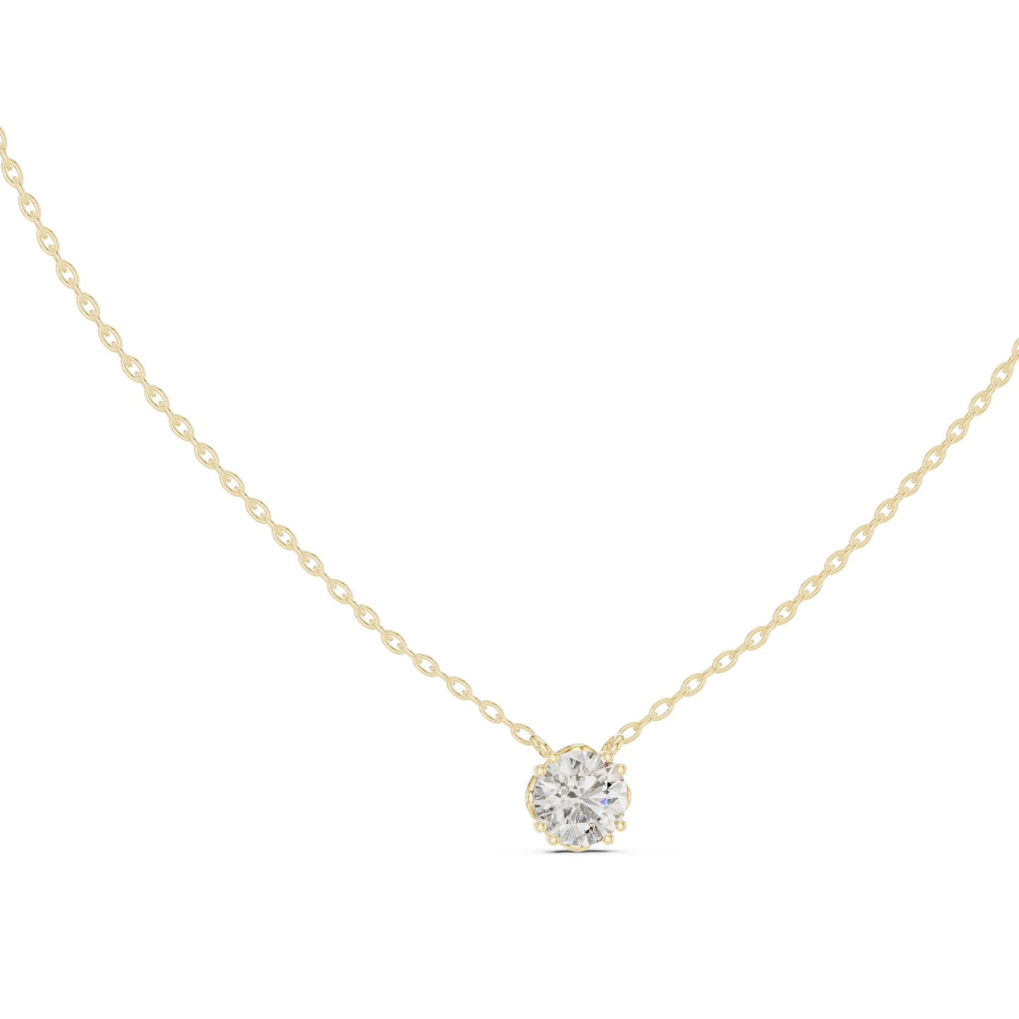 14K Gold Round Cut Labgrown Diamond Pendant Simple & Elegant Jewelry Gift For Her - HIGHCARAT DIAMONDS