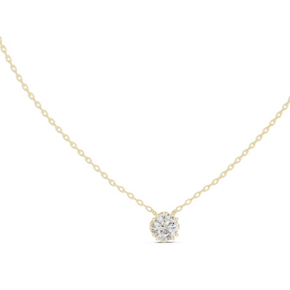 14K Gold Round Cut Labgrown Diamond Pendant Simple & Elegant Jewelry Gift For Her - HIGHCARAT DIAMONDS
