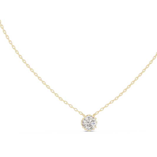14K Gold Round Cut Labgrown Diamond Pendant Simple & Elegant Jewelry Gift For Her - HIGHCARAT DIAMONDS