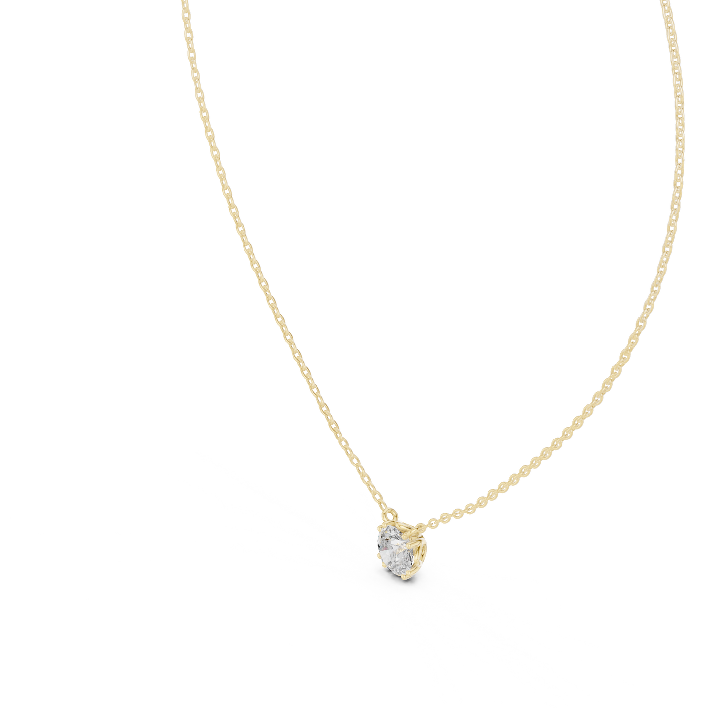 14K Gold Round Cut Labgrown Diamond Pendant Simple & Elegant Jewelry Gift For Her - HIGHCARAT DIAMONDS