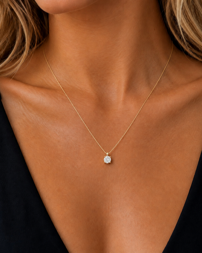 14K Gold Round Cut Labgrown Diamond Pendant Simple & Elegant Jewelry Gift For Her - HIGHCARAT DIAMONDS