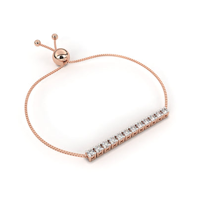 14K Yellow Gold Round Cut Lab Grown Diamond Channel Set Dainty Cluster Party Wear Bracelet - HIGHCARAT DIAMONDS