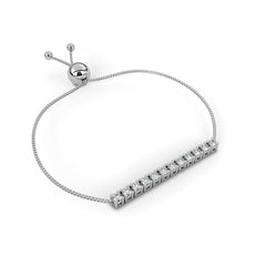14K Yellow Gold Round Cut Lab Grown Diamond Channel Set Dainty Cluster Party Wear Bracelet - HIGHCARAT DIAMONDS