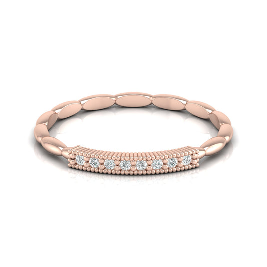 Round Cut Labgrown Diamond Wedding Band Vintage 14 KT Solid Gold Ring For Women's - HIGHCARAT DIAMONDS