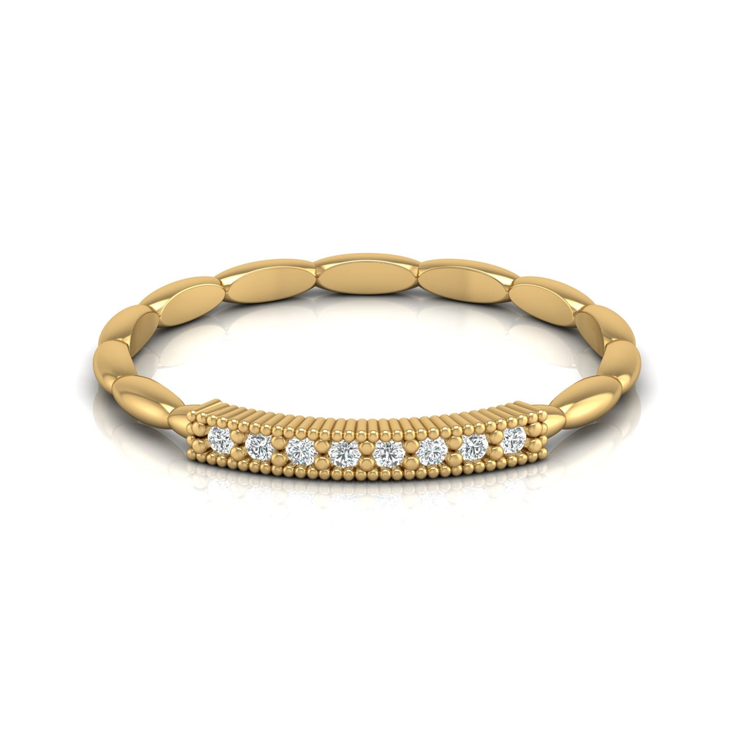 Round Cut Labgrown Diamond Wedding Band Vintage 14 KT Solid Gold Ring For Women's - HIGHCARAT DIAMONDS