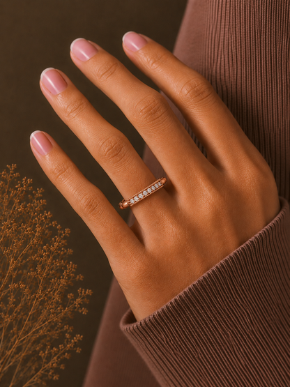 Round Cut Labgrown Diamond Wedding Band Vintage 14 KT Solid Gold Ring For Women's - HIGHCARAT DIAMONDS