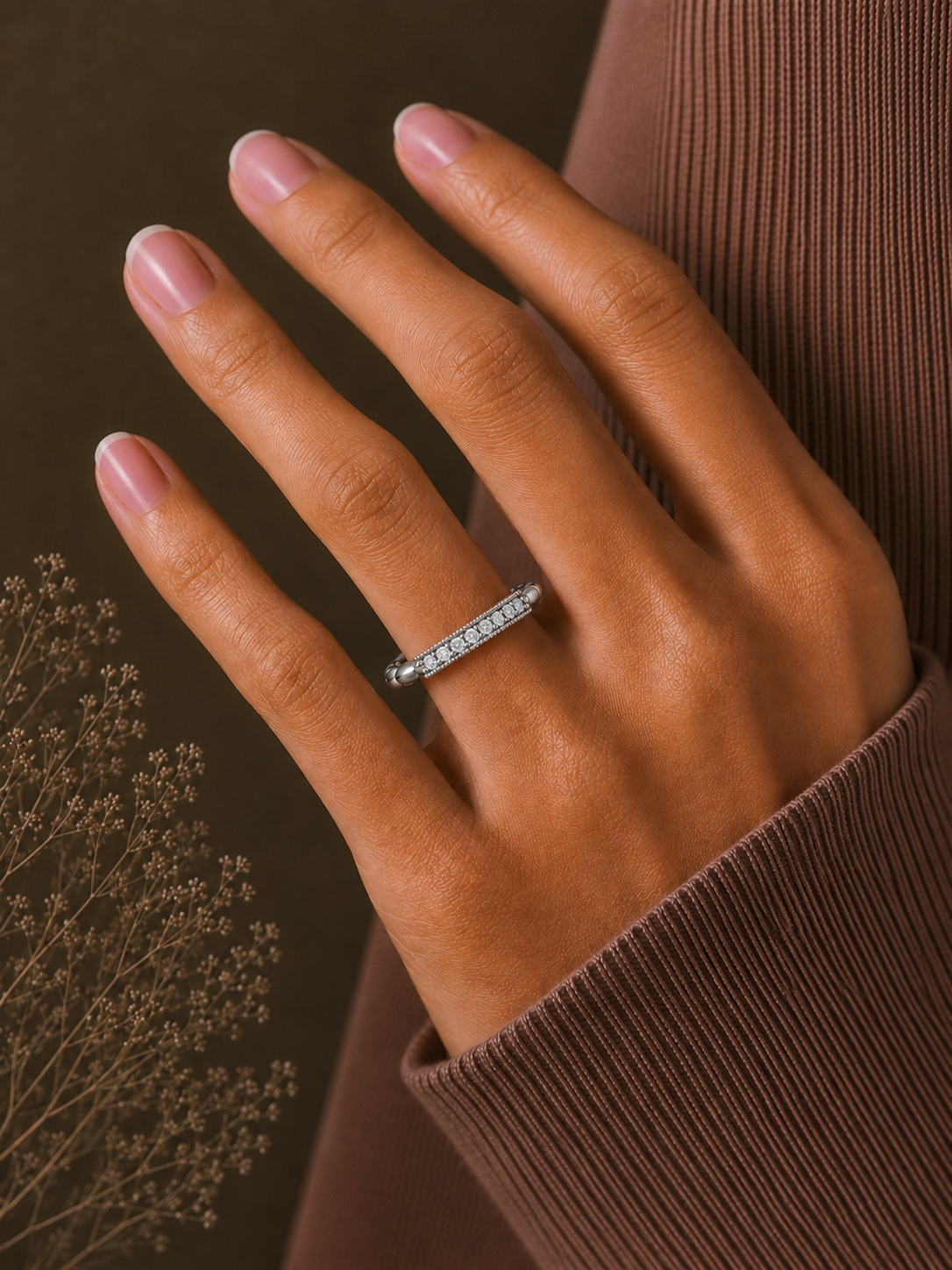 Round Cut Labgrown Diamond Wedding Band Vintage 14 KT Solid Gold Ring For Women's - HIGHCARAT DIAMONDS