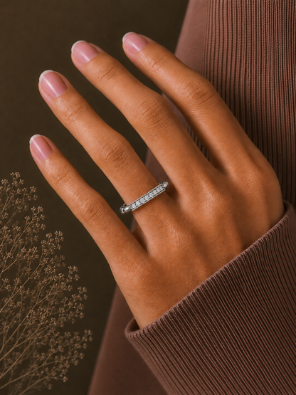 Round Cut Labgrown Diamond Wedding Band Vintage 14 KT Solid Gold Ring For Women's - HIGHCARAT DIAMONDS