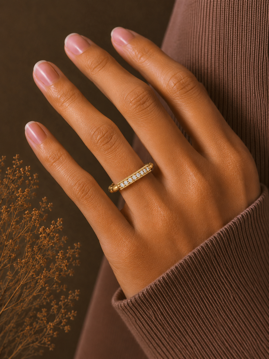 Round Cut Labgrown Diamond Wedding Band Vintage 14 KT Solid Gold Ring For Women's - HIGHCARAT DIAMONDS