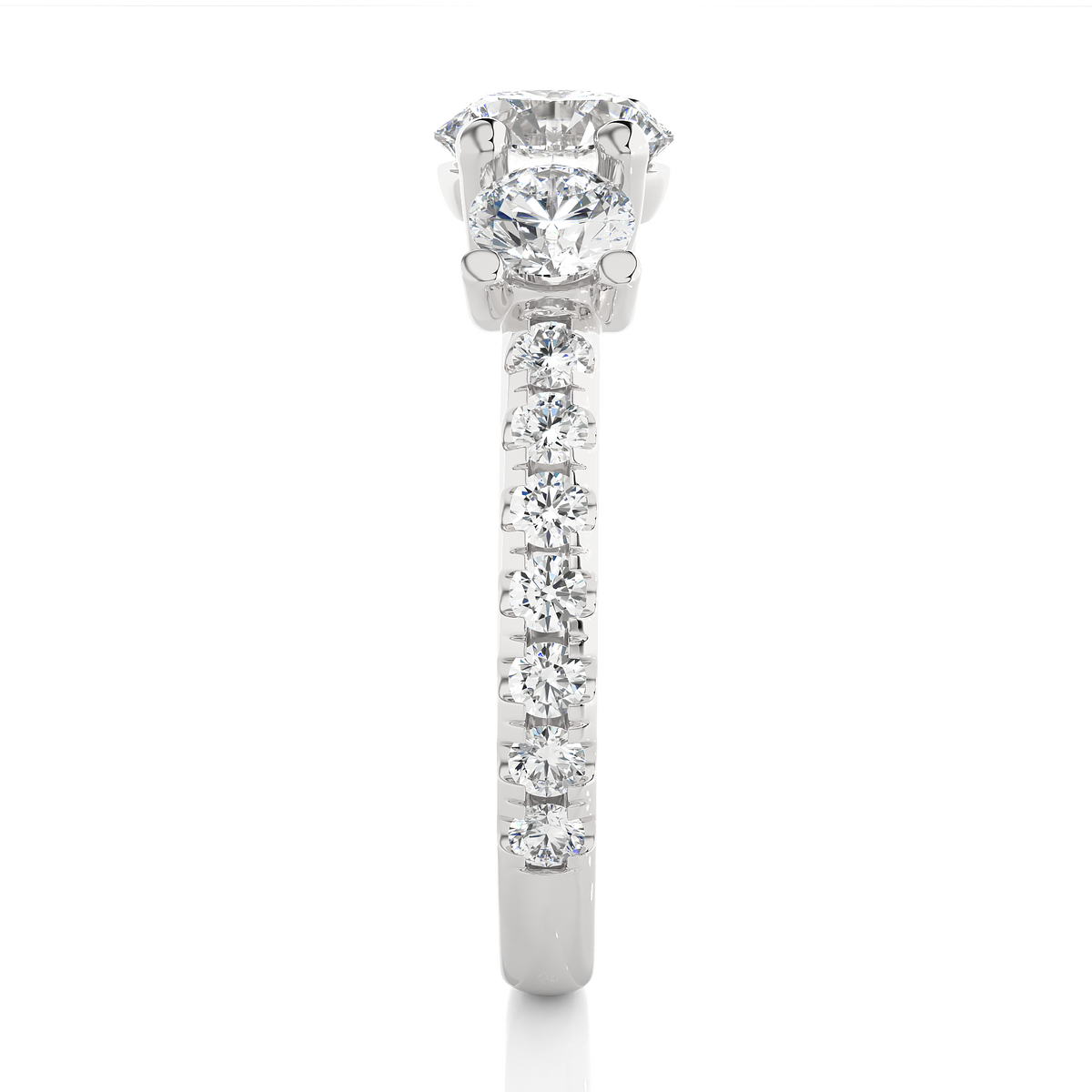 14K Gold Three Stone Engagement Ring With Side Stones 2.22 Ct Brilliant Round Cut lab grown Promise Ring - HIGHCARAT DIAMONDS