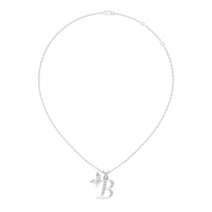 14K Gold Unisex Pendant with Round & Marquise Cut Diamonds Alphabet B Inspired Jewelry