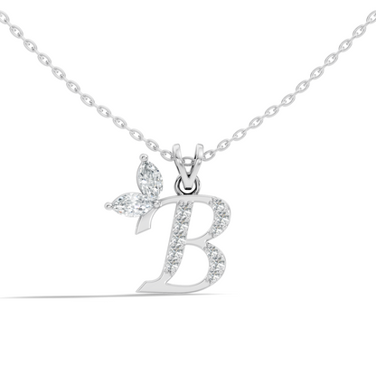 14K Gold Unisex Pendant with Round & Marquise Cut Diamonds Alphabet B Inspired Jewelry