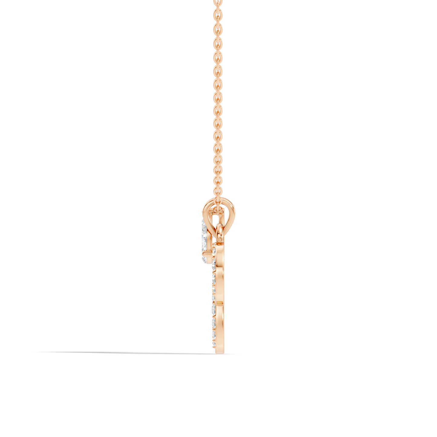 14K Gold Unisex Pendant with Round & Marquise Cut Diamonds Alphabet P Inspired Jewelry