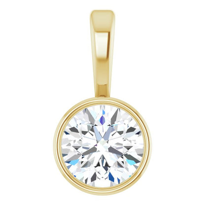 14K Rose 1/4 CT Lab-Grown Diamond Bezel-Set Solitaire Pendant