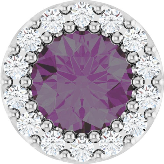 14K Rose Lab-Grown Alexandrite & .08 CT Natural Diamond Halo-Style Pendant