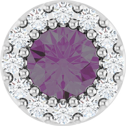 14K Rose Lab-Grown Alexandrite & .08 CT Natural Diamond Halo-Style Pendant