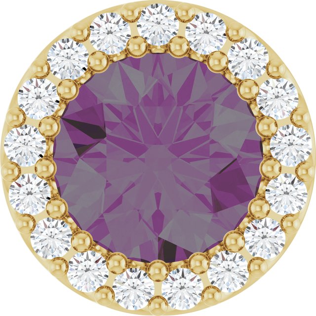 14K Rose Lab-Grown Alexandrite & .08 CT Natural Diamond Halo-Style Pendant