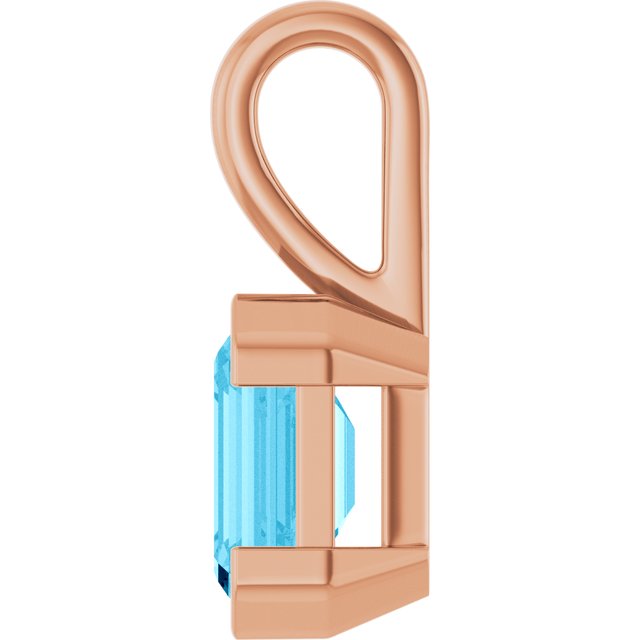 14K Rose Lab-Grown Aqua Sapphire Pendant