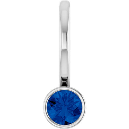 14K Rose Lab-Grown Blue Sapphire Charm/Pendant