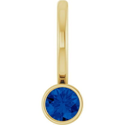 14K Rose Lab-Grown Blue Sapphire Charm/Pendant
