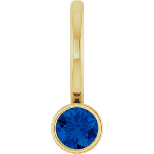 14K Rose Lab-Grown Blue Sapphire Charm/Pendant